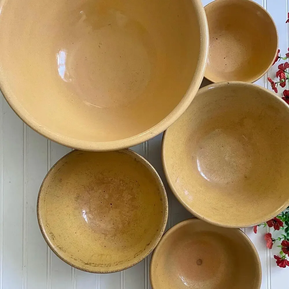 Vintage Mixing Bowl Extra Large Yellow Ware Stoneware Farmhouse